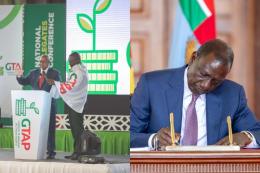 Photo collage of a past GTAP event and President William Ruto.